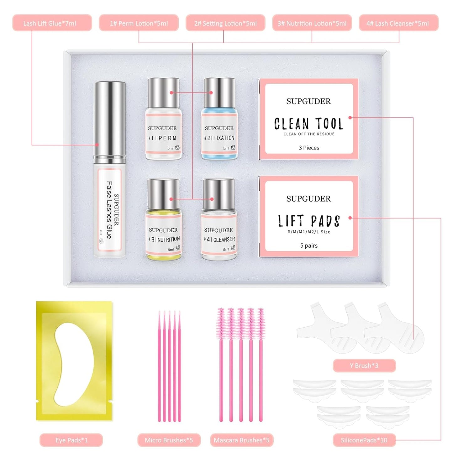 2025 Lash Lift kit Eyelash perm kit,SUPGUDER Professional Eyelash Curling Lash Extension Set,Lash Lifting Tools Suitable for Salon-GlimoraGlow