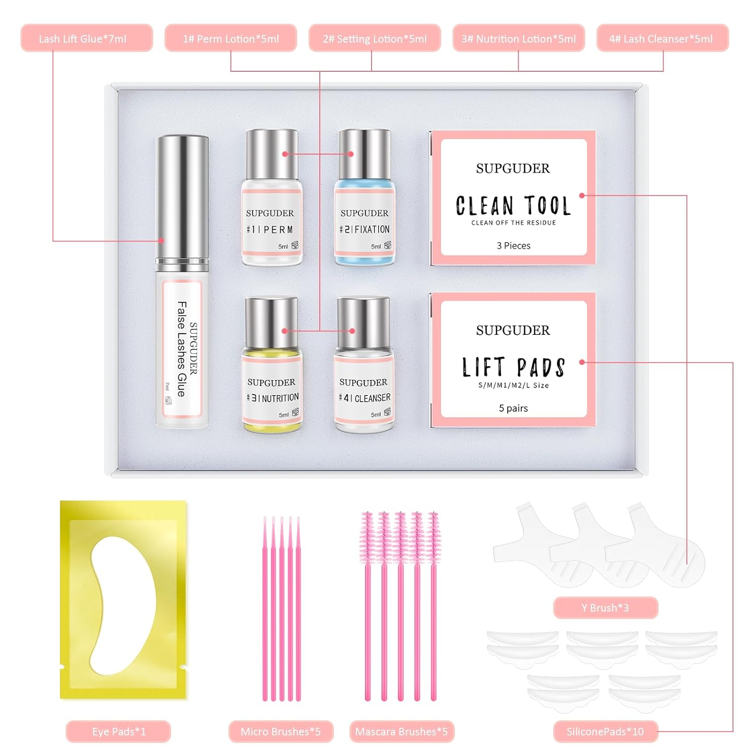 2025 Lash Lift kit Eyelash perm kit,SUPGUDER Professional Eyelash Curling Lash Extension Set,Lash Lifting Tools Suitable for Salon-GlimoraGlow