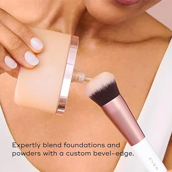 EVER Foundation Brush, Professional Face Makeup Brushes for Liquid and Powder Foundation, Contoured Foundation Brush, Vegan and Cruelty-Free-GlimoraGlow