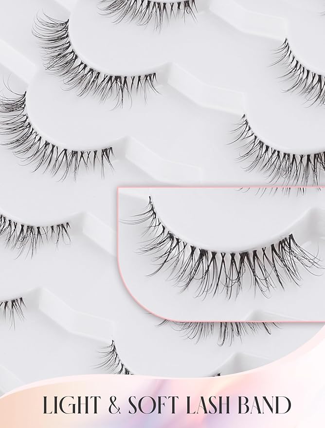 Natural Lashes Mink Natural Eyelashes False Eyelashes Natural Look False Lashes Wispy Eye Lashes Cat Eyelashes Fake Lashes KD292-GlimoraGlow