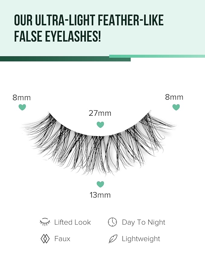 Wispy lashes natural look false eyelashes C curl fake lashes 3d Fluffy eye lashes clear band lashes Pack 7 Pairs-GlimoraGlow