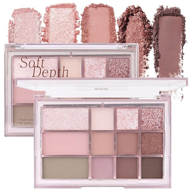 12 Girds Colorful Matte Shimmer Eyeshadow Palette for Eye Makeup,High Pigmented Eye Shadow Primers Powder Palet de sombras de ojos 12-C-GlimoraGlow