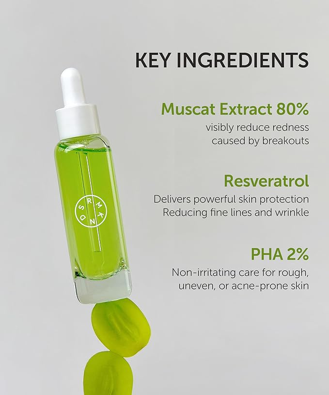 SERUMKIND Muscat Discoloration Correcting facial serum - 1fl oz - Blemishes & blackhead remover - Vegan Not Tested on Animals - Korean Skin Care - PHA Redness Relief and Exfoliating-GlimoraGlow