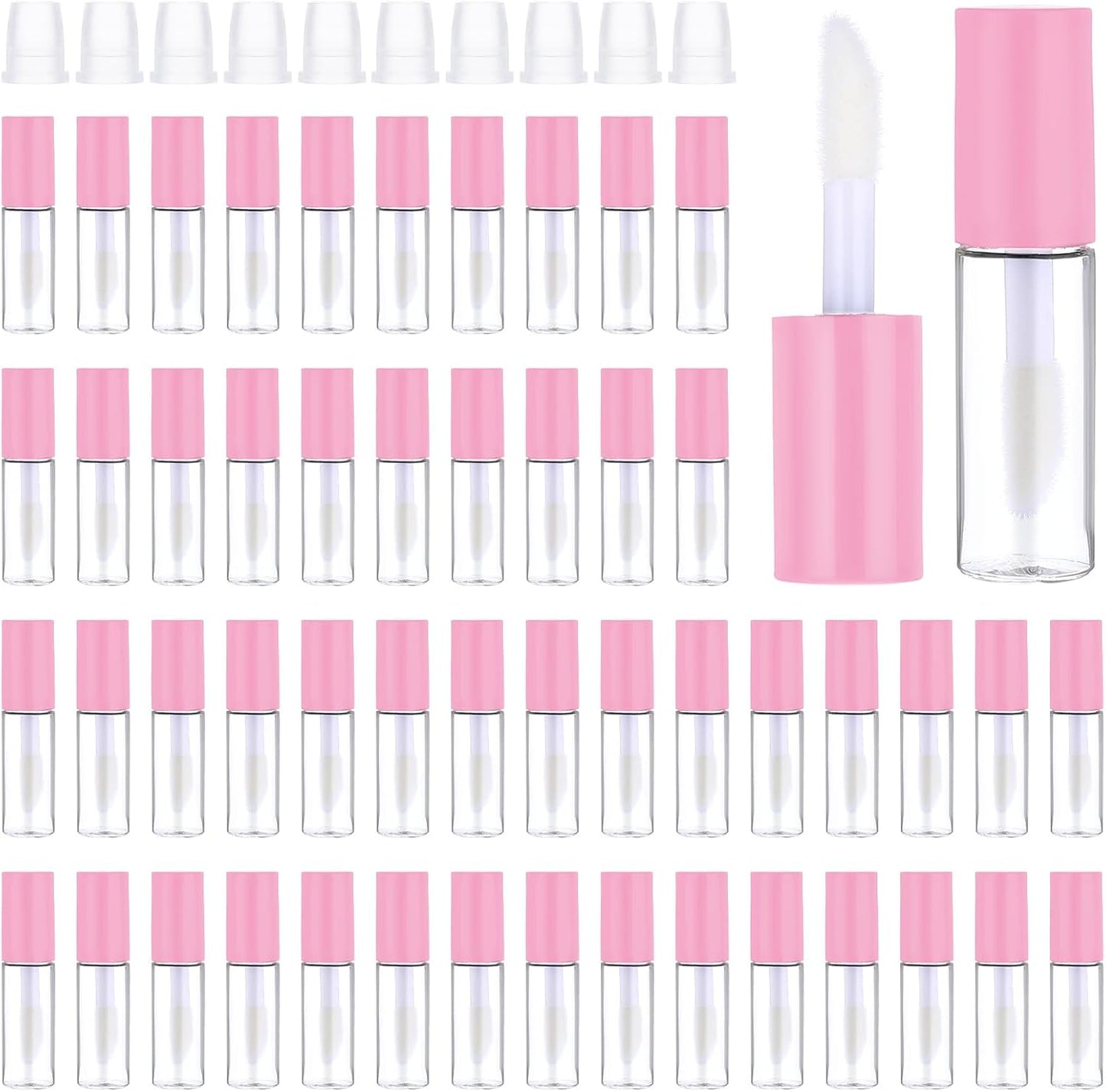 100 Pcs Mini Lip Gloss Tubes, Refillable Lip Balm Bottle Transparent Empty Containers Travel Personal Cosmetic Inserts Cosmetic Tools Mini Lipstick Containers for Women DIY Makeup (Pink)-GlimoraGlow