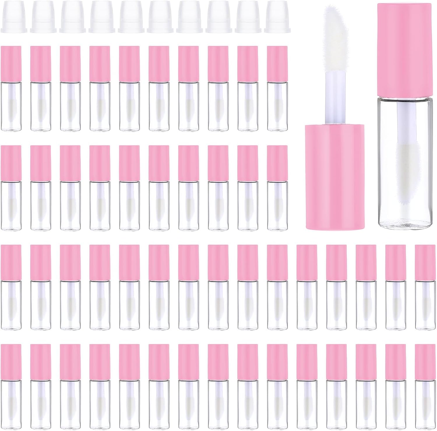 100 Pcs Mini Lip Gloss Tubes, Refillable Lip Balm Bottle Transparent Empty Containers Travel Personal Cosmetic Inserts Cosmetic Tools Mini Lipstick Containers for Women DIY Makeup (Pink)-GlimoraGlow