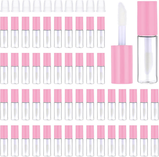 100 Pcs Mini Lip Gloss Tubes, Refillable Lip Balm Bottle Transparent Empty Containers Travel Personal Cosmetic Inserts Cosmetic Tools Mini Lipstick Containers for Women DIY Makeup (Pink)-GlimoraGlow