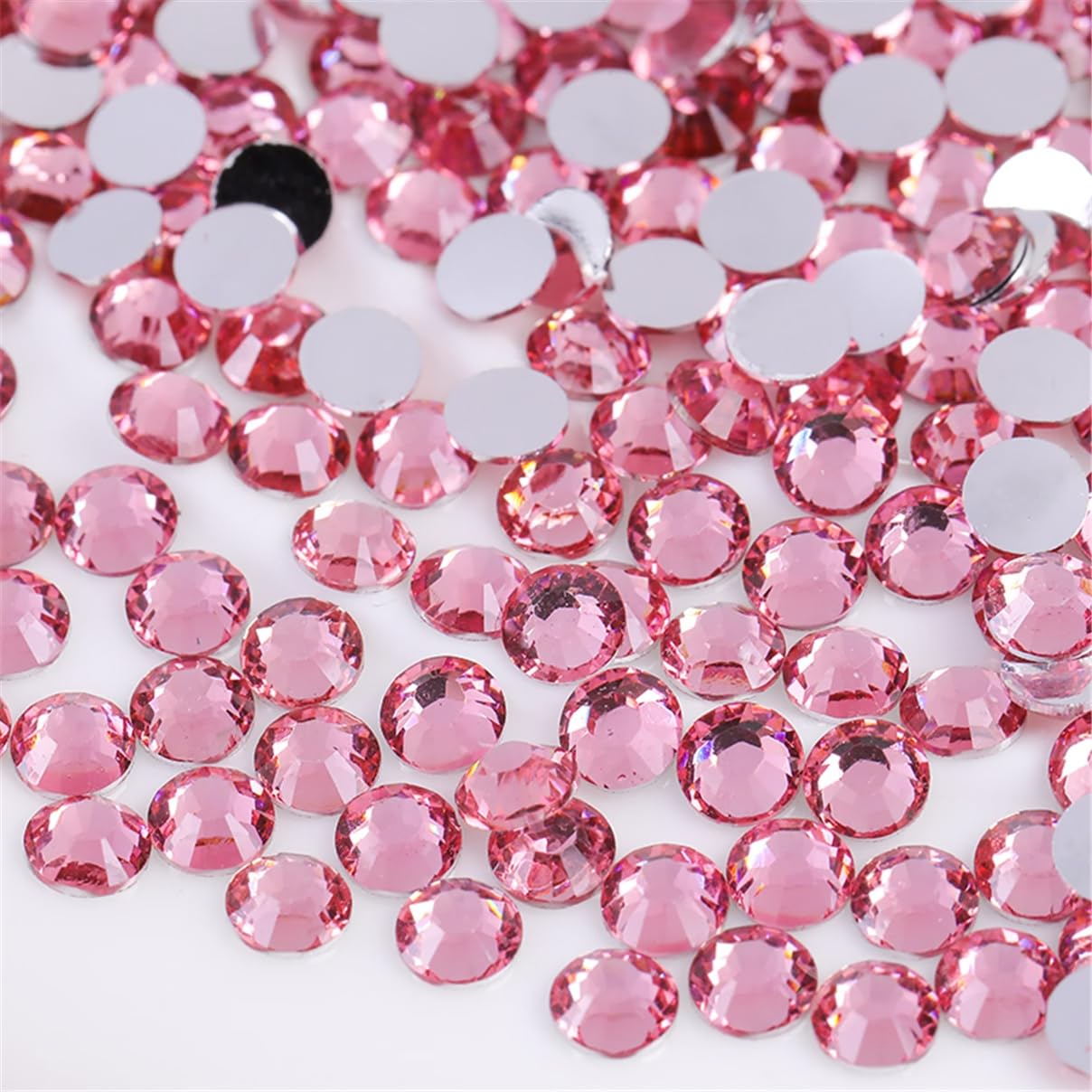 1000 Pieces SS20 5mm Flatback Rhinestones Clear Glass Round Gems Crystals for Nail Art DIY Crafts Clothes Shoes Bags （Pink）-GlimoraGlow