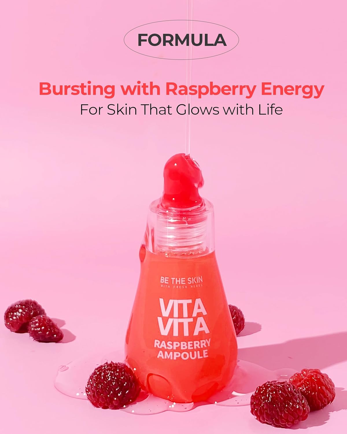 Vitavita Raspberry Ampoule - Radiance Boosting Face Serum for Even Skin Tone and Enhanced Elasticity with Niacinamide, Vitamin C, 11 Peptides, 1.01 fl.oz.-GlimoraGlow