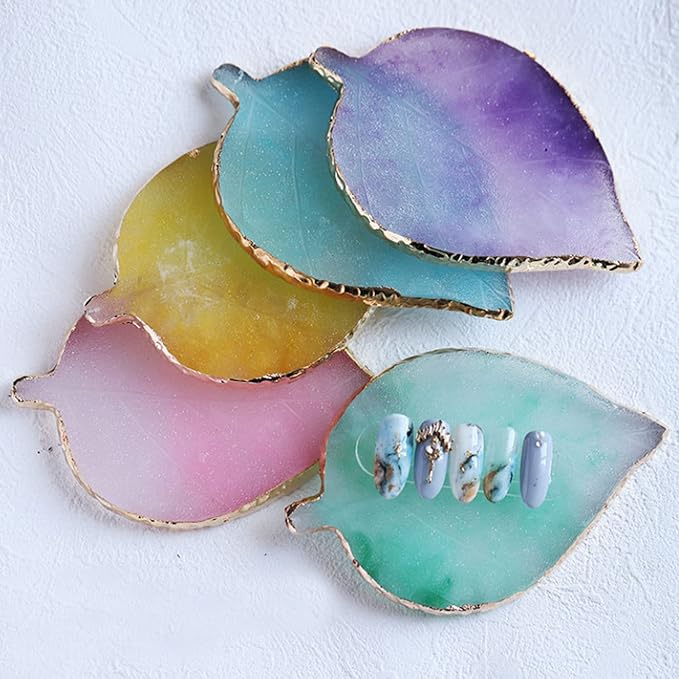 1 Piece Nail Art Palette Nail Polish Palette Mixing Palette Makeup Plate Nail Plate for Nail Art Nail Tip Holder Nail Art Display (yellow leaf)-GlimoraGlow