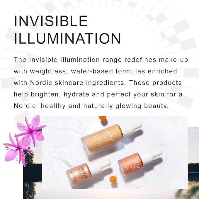 Lumene Invisible Illumination Instant Beauty Glow Serum - Sheer-Coverage Face Makeup + Brightening Serum - Infused with Nordic Algae and Vitamin E for Instant Radiance - Universal Tan (30ml)-GlimoraGlow