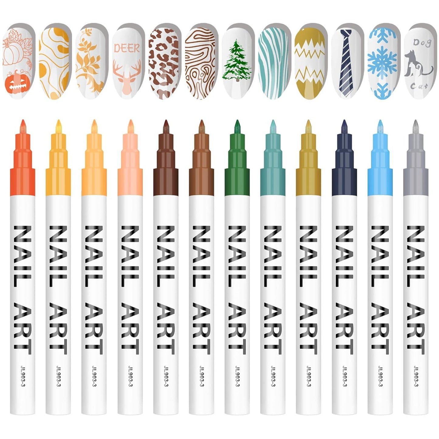 12 Color 3D Nail Art Pens Set, Kalolary Nail Point Graffiti Dotting Pen Drawing Painting Liner Brush for DIY Nail Art Beauty Adorn Manicure Tools(B)-GlimoraGlow