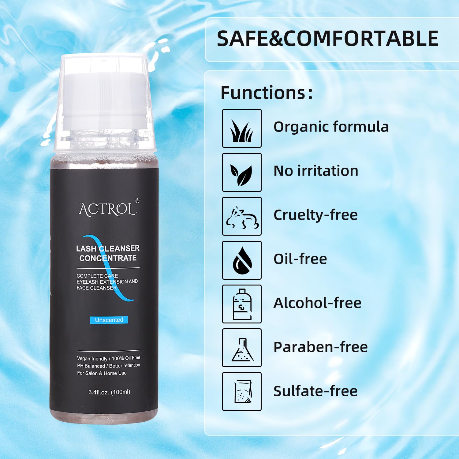 Eyelash Cleanser Concentrate 100ml Unscented Professional Lash Shampoo Foaming Cleanser Wash for Extensions Lashes with Salon Home Care-Makes 20 Bottles-GlimoraGlow