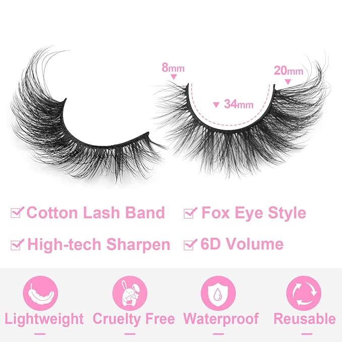 False Lashes Natural Look Faux Mink Eyelashes Wispy Fox Eye Lashes That Look Like Extensions 3D Mink Lashes Natural Strip Lashes Pack by Kiromiro-GlimoraGlow
