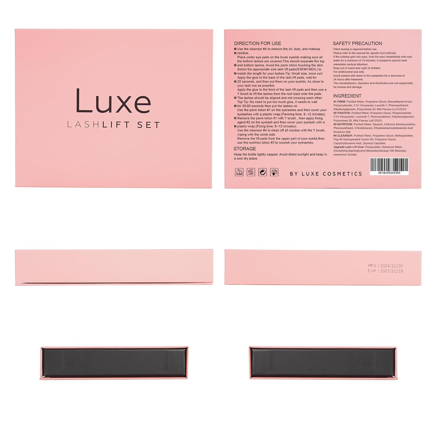 Luxe Cosmetics - Lash Lift Kit - Complete Set for Eyelash Lifting - New Pro Version - Easy to Apply and Long Lasting Finish - Professional Results up to 8 Weeks-GlimoraGlow