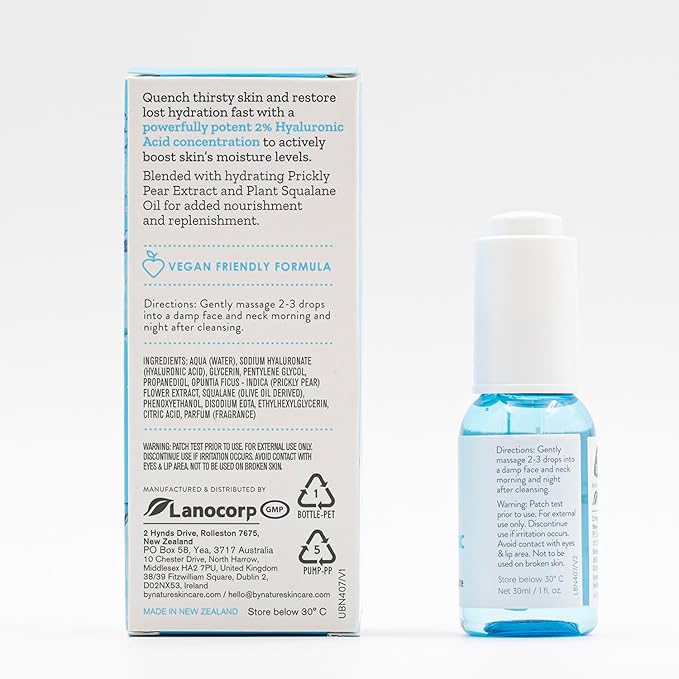 By Nature 2% Hyaluronic Acid Serum for Face & Neck - Skincare from New Zealand - 2% Hyaluronic Acid Facial Serum Concentrate - 1fl. Oz-GlimoraGlow
