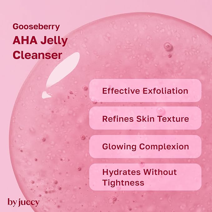 By Juccy Gooseberry AHA Jelly Cleanser | Gentle & Hydrating | Low PH | Glycolic Acid, Indian Gooseberry, Sea Buckthorn | Exfoliates Dead Skin CellsㅣKorean Face Wash | Korean Skin Care | 4.05 Fl.oz-GlimoraGlow