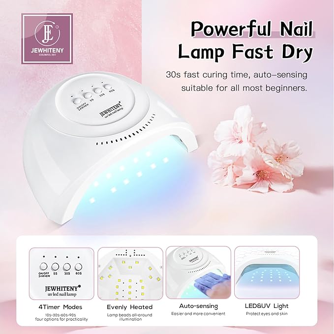 JEWHITENY 27 Colors Nail Polish Kit with U V Light, U V LED Nail Dryer Lamp Curing Gel Nail Polish Set Popular Gel Polish Set DIY at Home, Nail Manicure Tools-GlimoraGlow