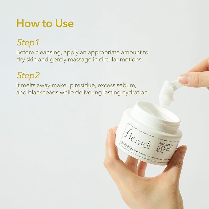 Edelweiss Cleansing Balm – Vegan Makeup Remover and Face Cleanser with Natural Flower Extracts. Korean Skincare, No Parabens or Sulfates (3.38 fl oz)-GlimoraGlow