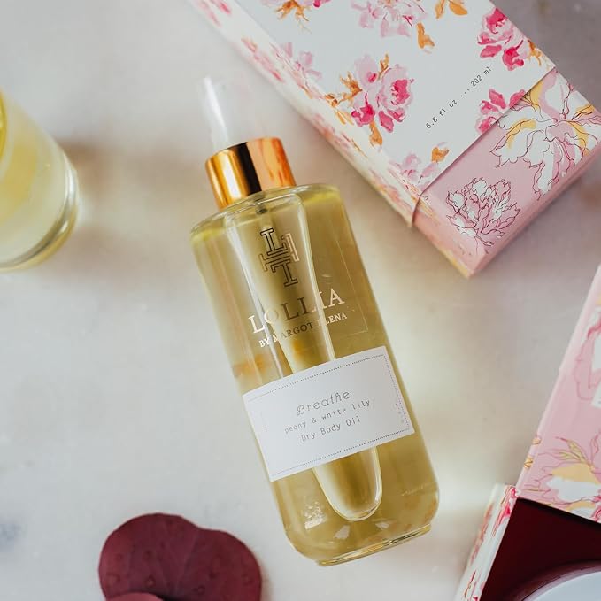 LOLLIA Breathe Dry Body Oil, 6.8 Fl. Oz. – Peony & White Lily – Women’s Scented, Moisturizing, Dry Body Oil for Women, For All Skin Types-GlimoraGlow