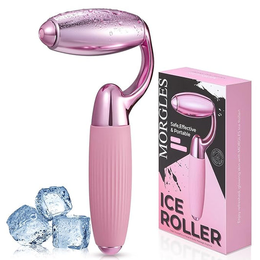 MORGLES Ice Roller for Face and Eyes, Ice Face Roller for Women Skin Care, Cold Facial Roller for Puffiness, Migraine Relief and Lymphatic Drainage-GlimoraGlow