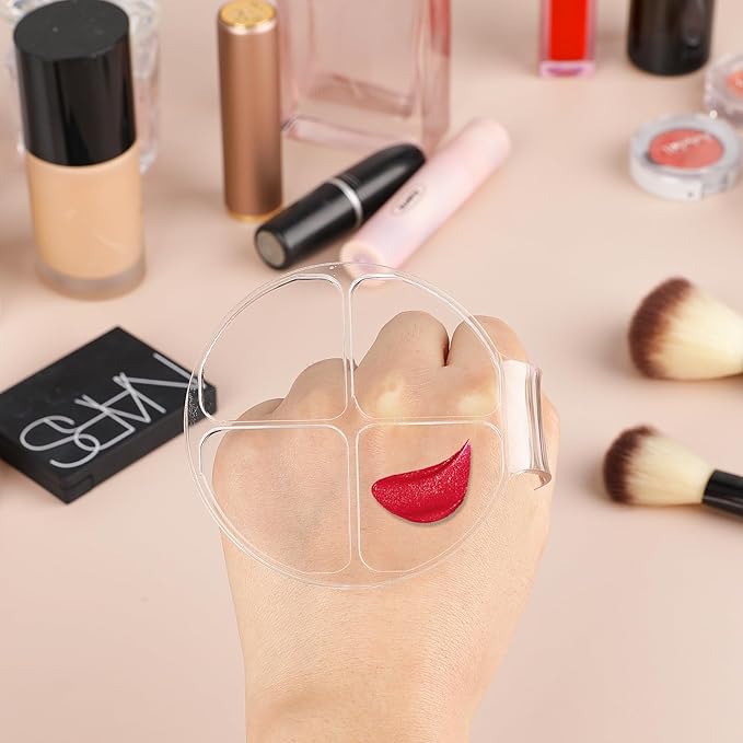 2 Pcs Makeup Hand Palette Foundation Palette Foundation Mixing Palette Hand-Held Nail Art Manicure Palette Clear Makeup Palette for Mixing Foundation Eye Shadow Nail Art-GlimoraGlow