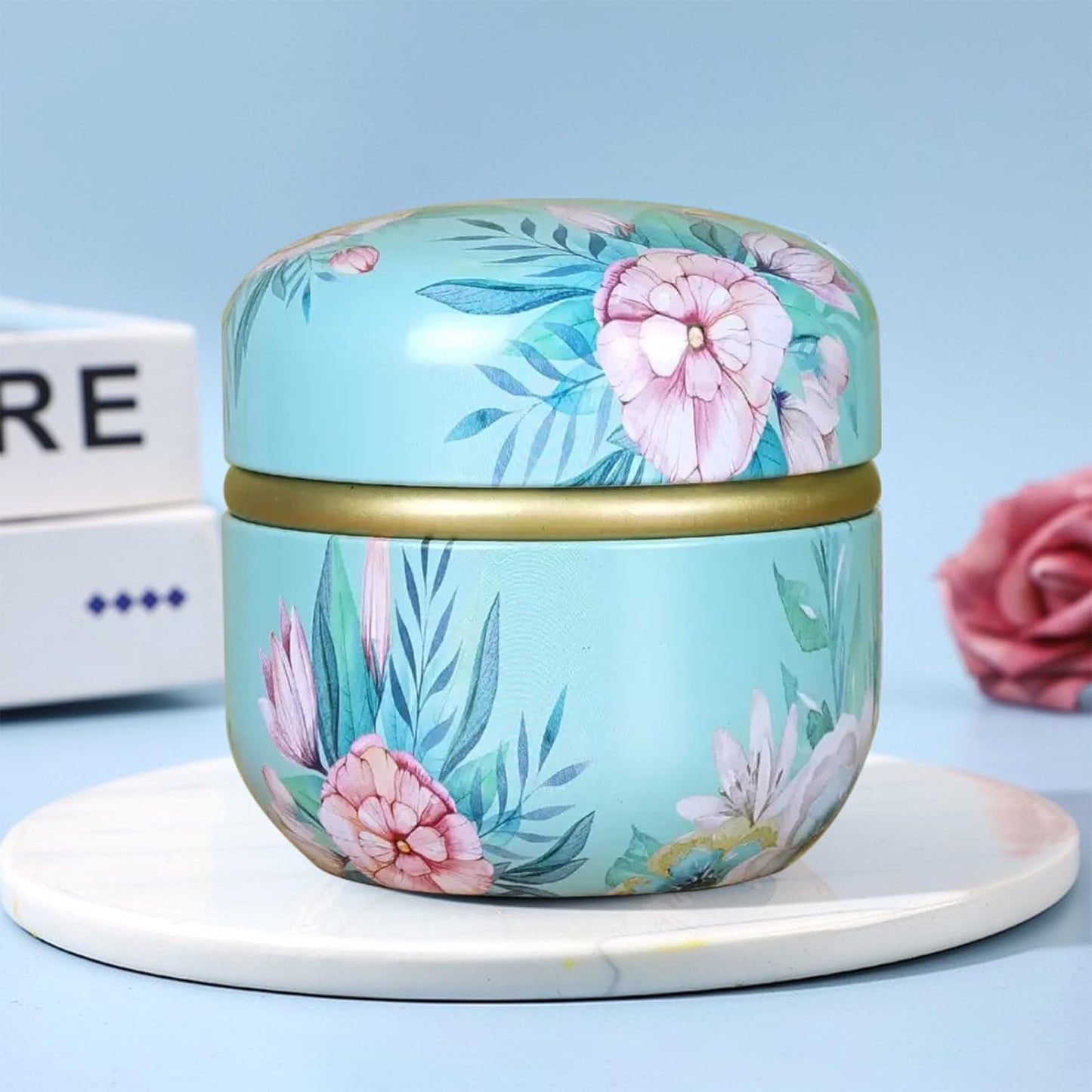 Body Powder Puff and Container for Dusting Powder, Women Powder Puff and Powder Case for Bath and Travel (Peony)-GlimoraGlow