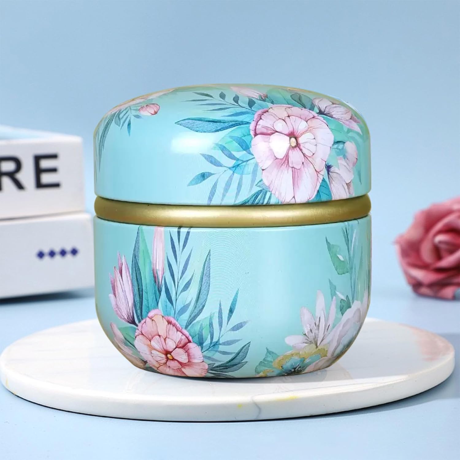 Body Powder Puff and Container for Dusting Powder, Women Powder Puff and Powder Case for Bath and Travel (Peony)-GlimoraGlow