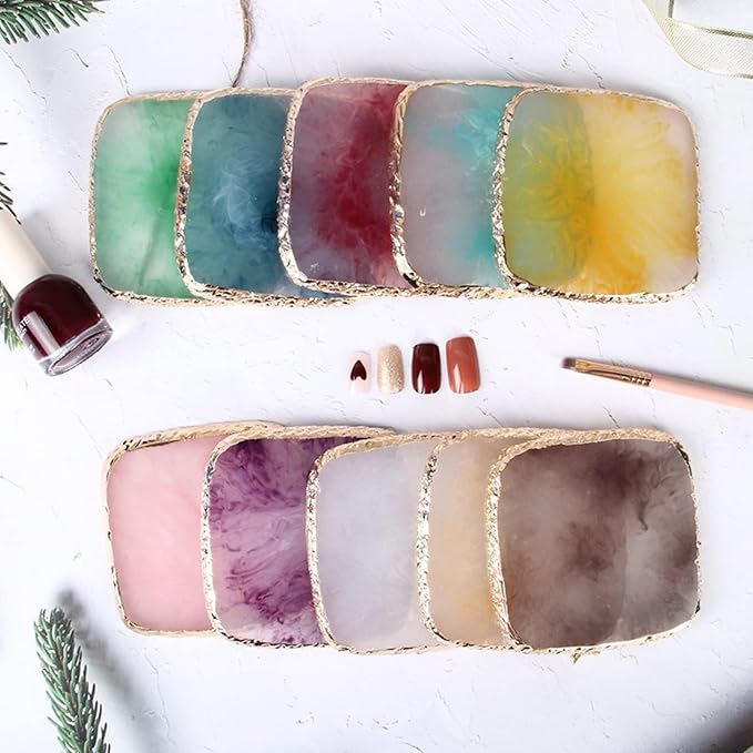 1 Piece Nail Art Palette Nail Polish Palette Mixing Palette Makeup Plate Nail Plates for Nail Art Nail Tip Holder Nail Art Display (Grey Square)-GlimoraGlow