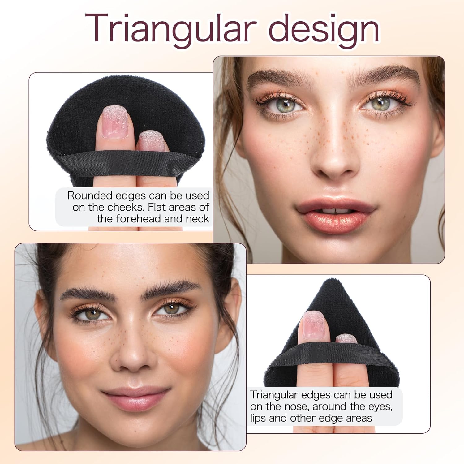 150Pcs Powder Puff Soft Makeup Puff for Loose Velour Triangle Powder Sponges for Setting Face Cosmetic Wet Dry Foundation Makeup Tools (Black)-GlimoraGlow