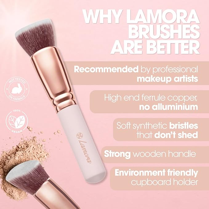 Kabuki Makeup Brush Set - Foundation Powder Blush Concealer Contour Brushes - Perfect for Liquid, Cream or Mineral Products - 10 Pc Collection with Premium Synthetic Bristles for Eye and Face Cosmetic-GlimoraGlow