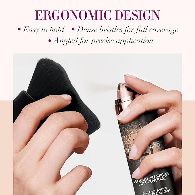 LUMINESS Professional-Grade L500 Buffing Makeup Brush - Angled Make Up Air Brush for Airbrush Spray Foundation - Face Brush for Seamless Buffing & Blending Application, Natural-Looking Finish-GlimoraGlow