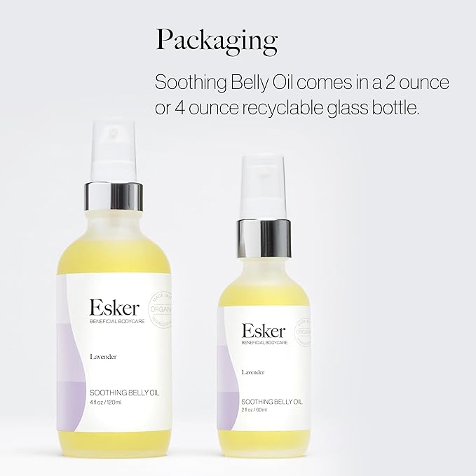 ESKER Natural Soothing Belly Oil | (4.0oz) | Plant-Based Formulated for Pre and Postpartum Skin | Designed to Fade Existing Stretch Marks and Prevent the Formation of New Ones | Cruelty Free-GlimoraGlow