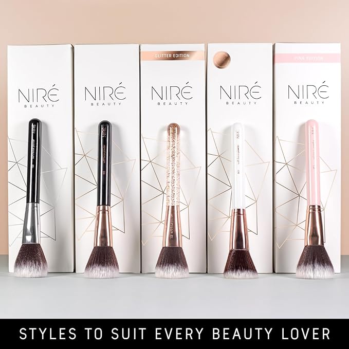 Niré Beauty 15piece Award Winning Glitter Makeup Brushes: Cute Makeup Brushes Set with Case, Beauty Blender, Cleaner, Guide, Gift Box-GlimoraGlow