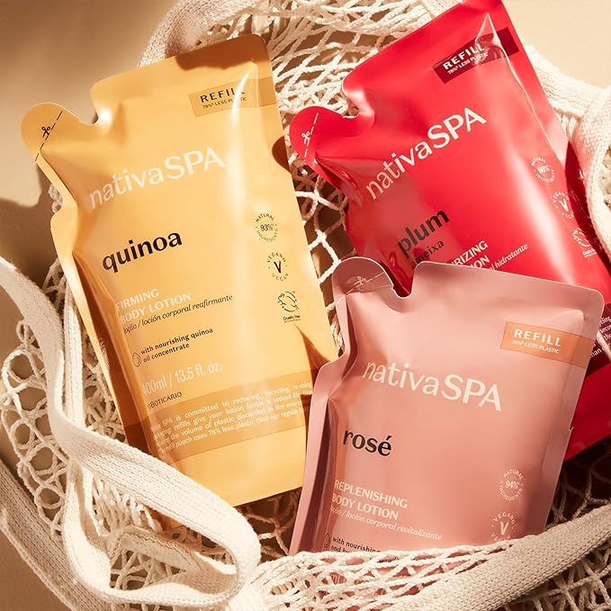 Nativa SPA by O Boticário, Plum Moisturizing Body Lotion Refill Pack, Fragranced Moisturizer Enriched with Purified Quinoa Drops to Boost Hydration, 13.5 Ounce-GlimoraGlow