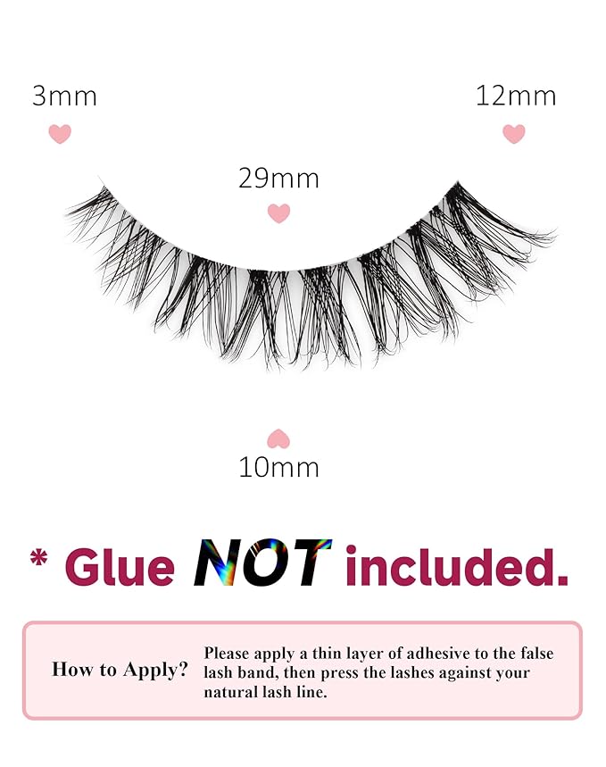 Wispy Lashes Natural Look Fake Eyelashes Natural Lashes False Eyelashes Wispy Fake Lashes Natural Eyelashes Clear Band Lashes UP20-GlimoraGlow