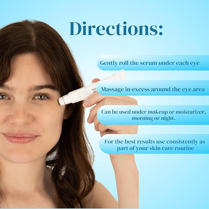 Miss Spa Eye Serum 5-in-1 Roll On Under Eye Cream, Helps De-puff and Brighten Under and Around Eyes, Anti-Aging Under Eye Roller Helps with Fine Lines and Dark Circles, Vitamin B3, Eye Bag Remover-GlimoraGlow