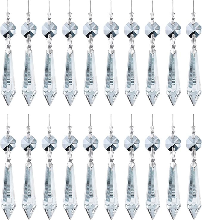 H&D HYALINE & DORA 20PCS 55mm Clear Chandelier Icicle Crystal Prisms Lamp Decoration