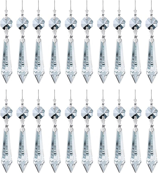 H&D HYALINE & DORA 20PCS 55mm Clear Chandelier Icicle Crystal Prisms Lamp Decoration