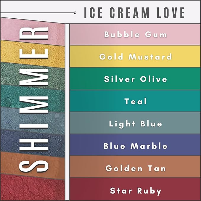 Ice Cream Love Mineral Powder Organic Makeup Kit - Loose Pigment Eyeshadow, Glitter Eyeshadow, Copper Eyeshadow Palette, Non-Toxic Shimmer Eye Shadow, Talc-Free Eyeshadow-GlimoraGlow