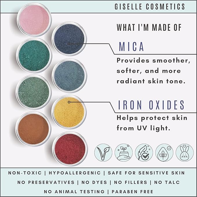 Ice Cream Love Mineral Powder Organic Makeup Kit - Loose Pigment Eyeshadow, Glitter Eyeshadow, Copper Eyeshadow Palette, Non-Toxic Shimmer Eye Shadow, Talc-Free Eyeshadow-GlimoraGlow