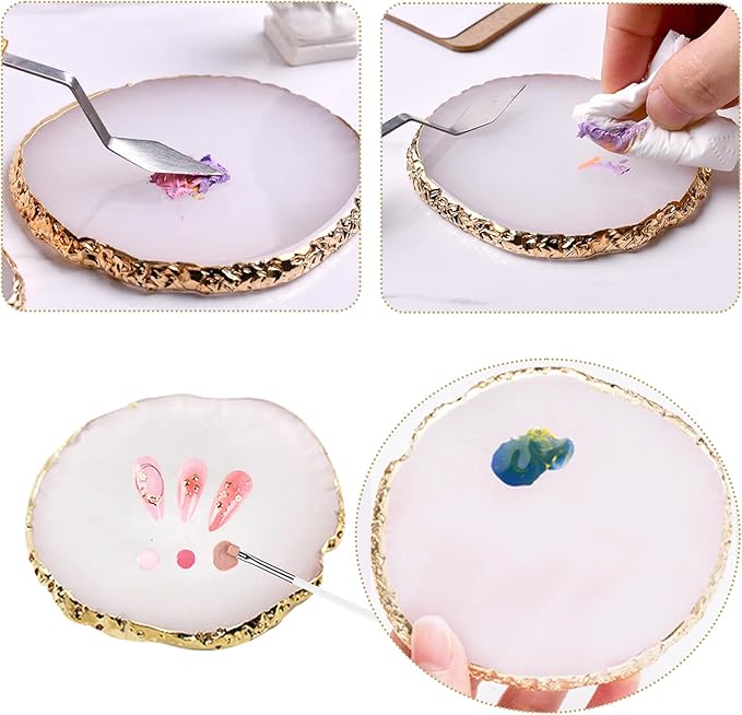 22 Pack Resin Art Palette, Makeup Mixing Palette, Gold Edge Nail Art Tool Gel Design Nail Art Makeup Mixing Tray DIY-GlimoraGlow