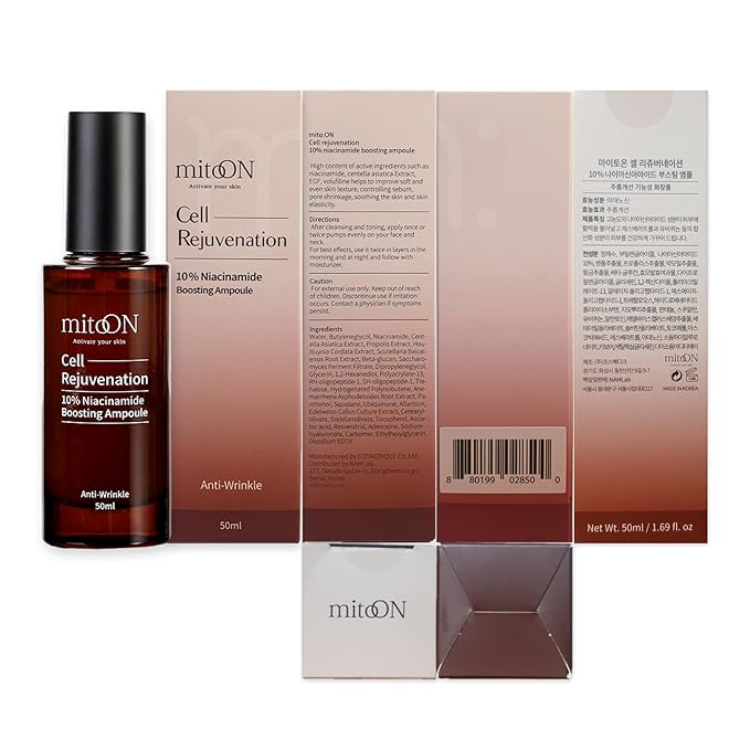 Mito-on Cell Rejuvenation Anti-Aging Serum, 50ml / 1.69 fl.oz –10% Niacinamide, Vitamin B3 and Antioxidants, Centella + EGF for Anti-Aging, Wrinkle Reduction, Pore minimization, Korean Skin Care-GlimoraGlow