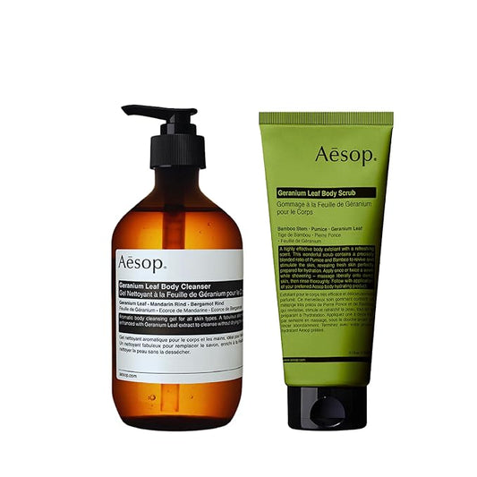 Aesop Geranium Leaf Body Cleanser + Scrub | 16.9 oz + 6.2 oz-GlimoraGlow