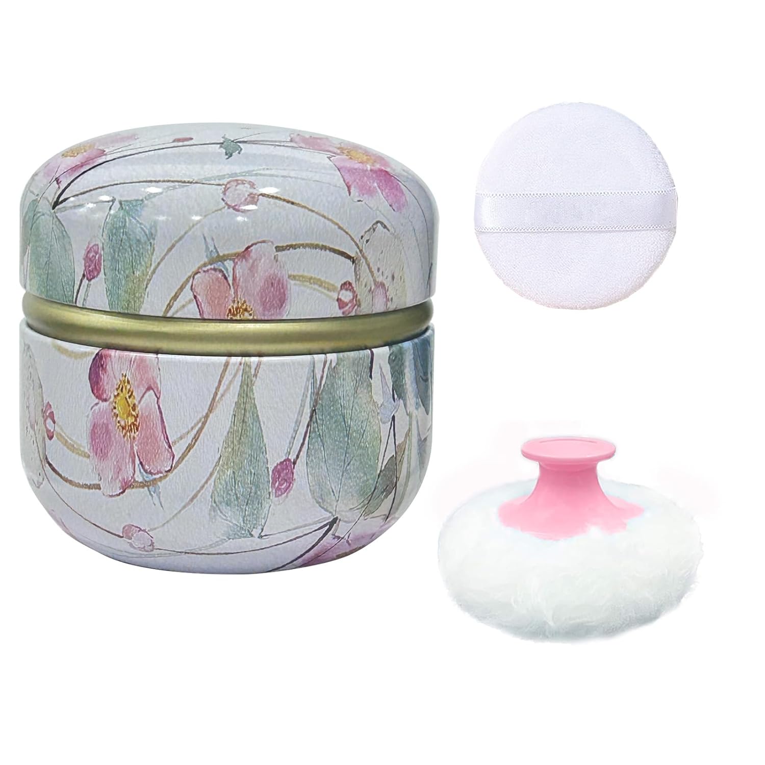 Body Powder Puff and Container for Dusting Powder, Women Powder Puff and Powder Case for Bath and Travel (Wild Flower)-GlimoraGlow