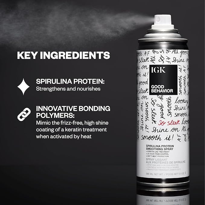 IGK GOOD BEHAVIOR Smoothing Frizz Fighters Set | 4-in-1 Prep Spray + Spirulina Protein Smoothing Spray | Frizz Control + Heat Protectant | Vegan + Cruelty Free-GlimoraGlow