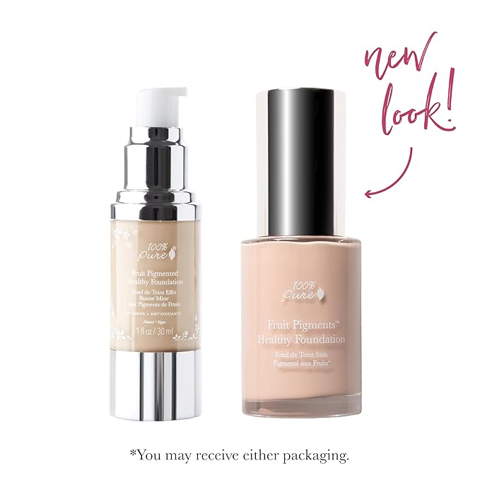 100% PURE Healthy Foundation Full Face Coverage Makeup, Liquid Matte Finish with Anti-Aging Benefits - Vegan - Gorgeous Fruit Pigmented Creme Color - (Fair with Warm Undertones) - 1 Fl Oz-GlimoraGlow