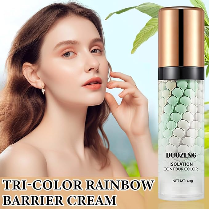 1 Pcs One Step Color Corrector,Natural Isolation Cream,Face Primer Makeup Tricolor Moisturizer,Oil Control & Moisturizing Skin Tone Correcting Primer Concealer Foundation Set B-GlimoraGlow