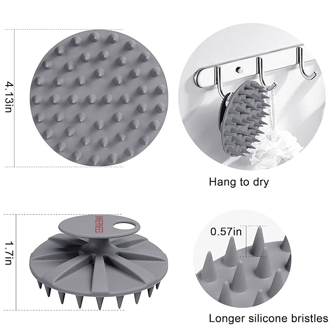 INNERNEED Scalp Massager Shampoo Brush, Wet & Dry Manual Scalp Care Head Scrubber Hair Washing, Soft Silicone Bristles, for Hair Growth, Dandruff Removal (Pack of 4)-GlimoraGlow