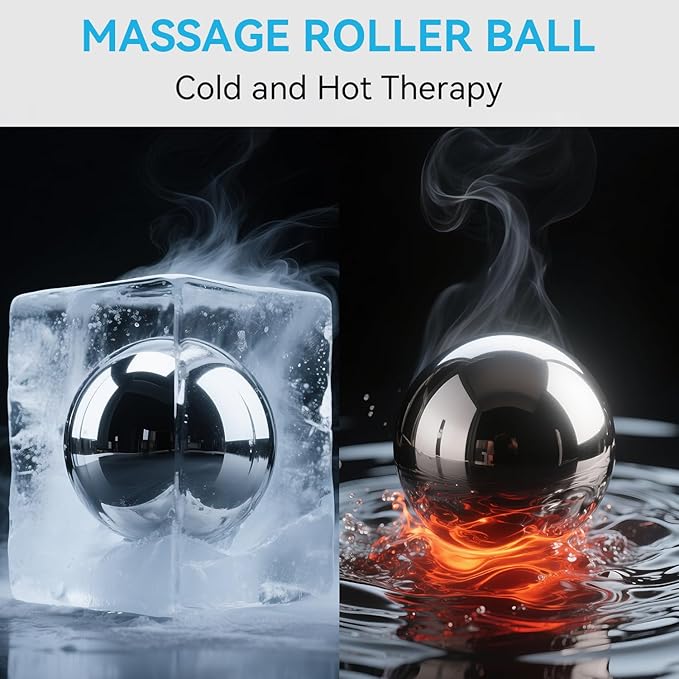 iECO Massage Ice Roller Ball - Stainless Steel Cold & Heat Therapy Massage Tool for Deep Tissue, Sore Muscle, Trigger Point, Muscle Knots Full Body Relax-GlimoraGlow