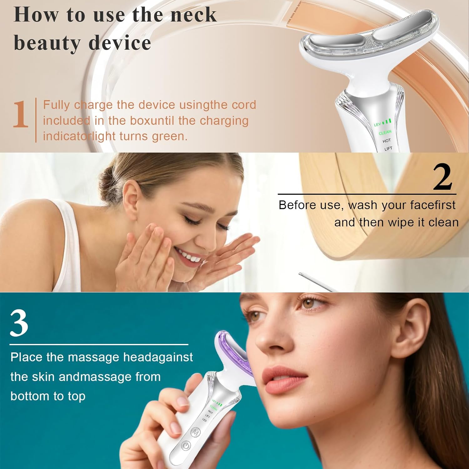 2025 New 7 in 1 Face Massager Tool, Red Light Therapy for Face and Neck, Portable Face Lift Device, Neck Massager for Double Chin Reducer-GlimoraGlow
